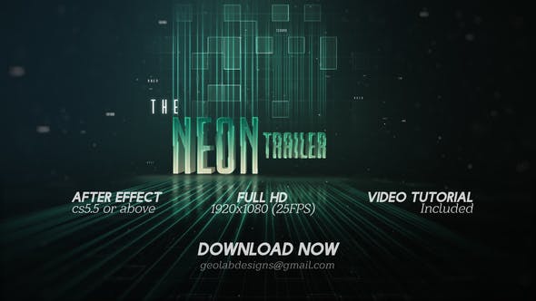 دانلود پروژه آماده افترافکت با موزیک  وله The Neon Trailer