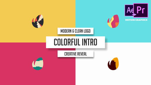 دانلود پروژه آماده پریمیر با موزیک  لوگو و آرم Modern Clean Logo Colorful Intro