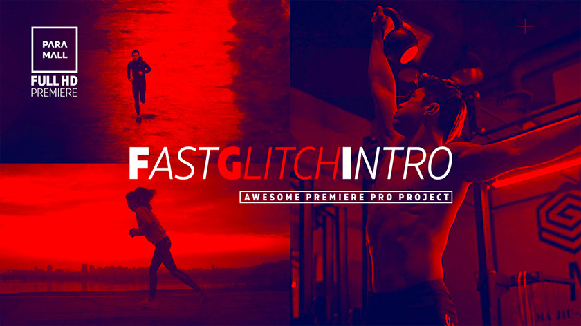 پروژه پریمیر تیتراژ با افکت گلیچ و نویز و پارازیت   Fast Glitch Intro