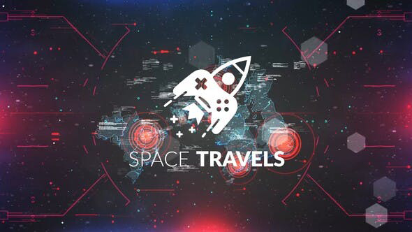 پروژه افترافکت لوگو 4K با موزیک آژانس مسافرتی Space Travels