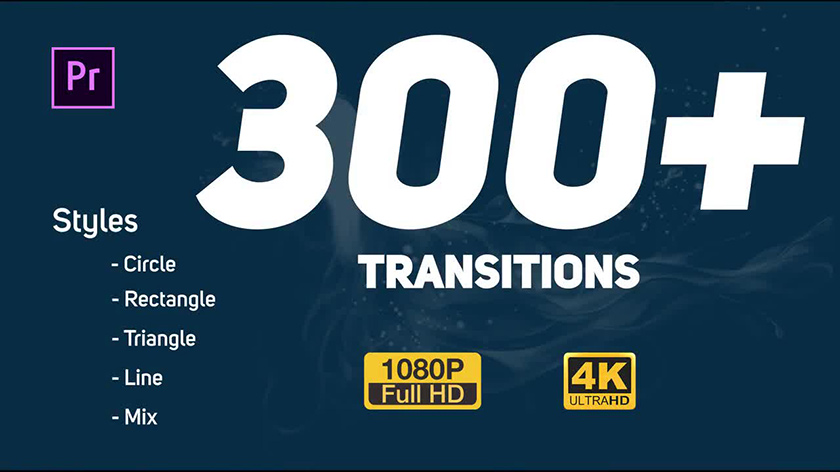 دانلود 300 ترنزیشن پریمیر با رزولوشن 4K بنام  Transitions Pack 300
