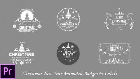 دانلود 7 تایتل آماده پریمیر کریسمس Christmas New Year Badges Premiere Pro