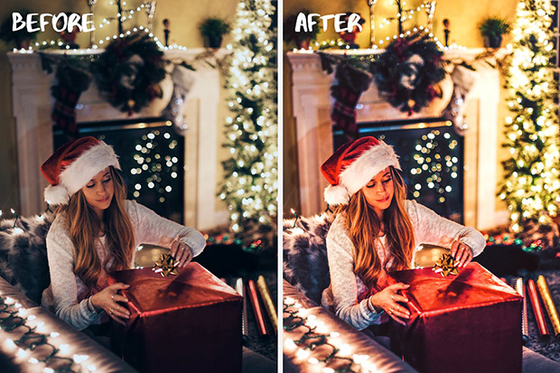 پریست لایت روم دسکتاپ و موبایل تم کریسمس Santa's Gifts Lightroom Presets