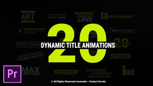 دانلود 20 تایتل آماده پریمیر برای فیلم Dynamic Titles For Premiere Pro