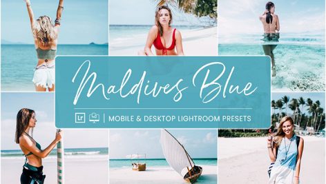 پریست لایت روم دسکتاپ و موبایل تم آبی Lightroom Presets Maldives Blue