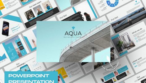 قالب آماده پاورپوینت تم تجارت Aqua Business Powerpoint Keynote and Google Slides Presentation