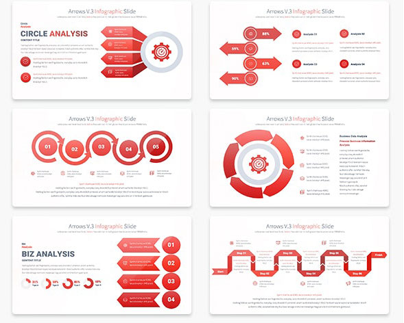 قالب پاورپوینت حرفه ای تم اینفوگرافیک ARROWS V.3 PowerPoint Infographics Slides