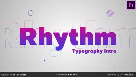پروژه پریمیر با موزیک رزولوشن ۴K تیتراژ و وله تایپوگرافی ریتمیک Rhythm Typography Intro