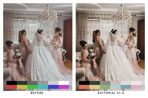  50 پریست لایت روم و لات رنگی LUTs عروسی Top Wedding Lightroom Presets