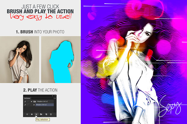 اکشن فتوشاپ ایجاد افکت هنری مدرن Modern Art Photoshop Action v2
