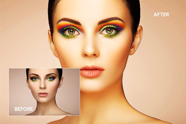 اکشن فتوشاپ افکت رتوش صورت و نقاشی Beauty Paint Photoshop Action