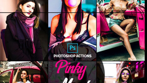 اکشن فتوشاپ تم رنگ صورتی Pinky Mood Photoshop Actions