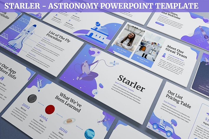 تم پاورپوینت قالب ستاره شناسی Starler Astronomy Powerpoint Template
