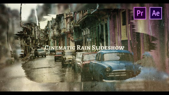 پروژه پریمیر اسلایدشو با موزیک افکت شیشه باران زده Cinematic Rain Slideshow