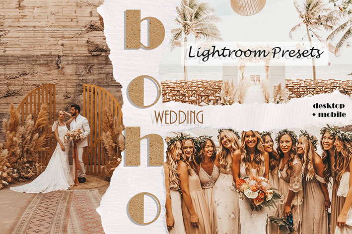 20 پریست حرفه ای لایت روم عروسی Boho Wedding Lightroom Presets