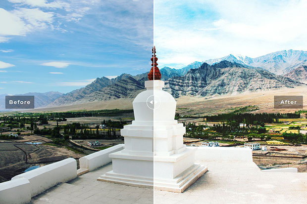 40 پریست لایت روم و کمرا راو و اکشن فتوشاپ Ladakh Pro Lightroom Presets