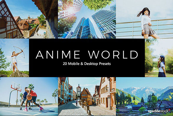 20 پریست لایت روم و پریست کمرا راو و لات رنگی دنیای پر تحرک  Anime World Lightroom Presets & LUTs
