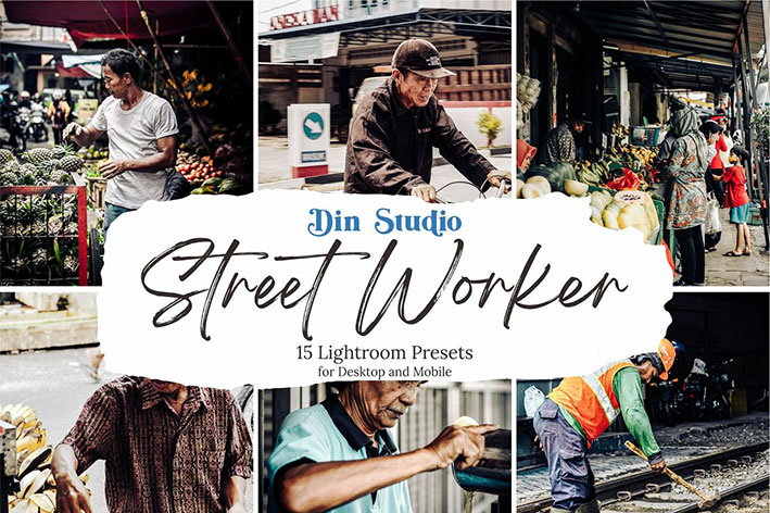 30 پریست لایت روم حرفه ای تم کار خیابانی Street Worker Lightroom Presets