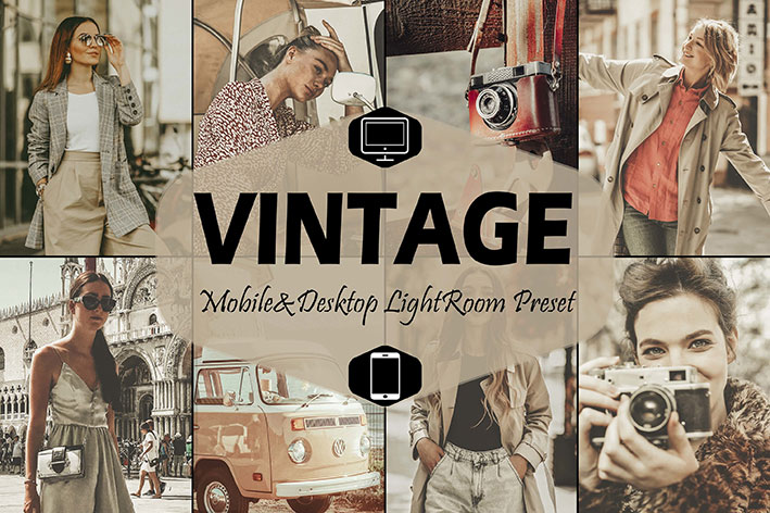 36 پریست لایت روم حرفه ای افکت قدیمی Vintage Mobile & Desktop Lightroom Presets retro presets