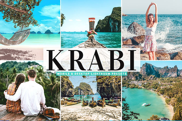40 پریست لایت روم و پریست کمرا راو و اکشن فتوشاپ تم ساحلی Krabi Pro Lightroom Presets