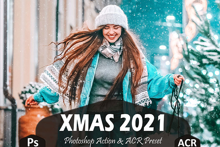 اکشن فتوشاپ و پریست کمرا راو کریسمس 2021 جدید Xmas 2021 Photoshop Actions And ACR Presets Christmas