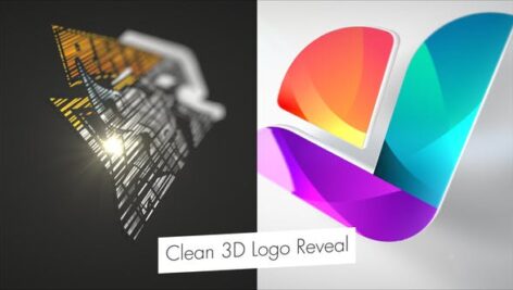 پروژه آماده افتر افکت با موزیک لوگو ۳ بعدی Clean 3D Logo Reveal