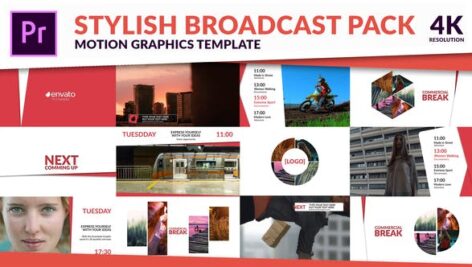 پروژه پریمیر با موزیک رزولوشن 4K اعلام برنامه تلویزیون Clean TV - Stylish Broadcast Pack