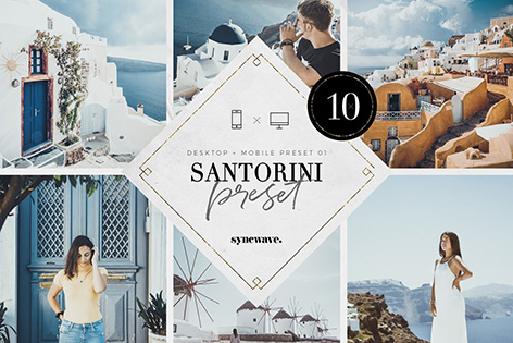 10 پریست لایت روم حرفه ای تم روشن Santorini Lightroom Presets Bundle