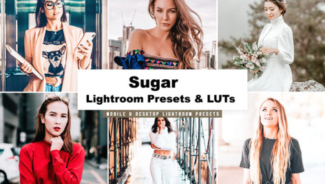 20 پریست لایت روم و پریست کمرا راو و لات رنگی تم شکر Sugar Lightroom Presets & LUTs