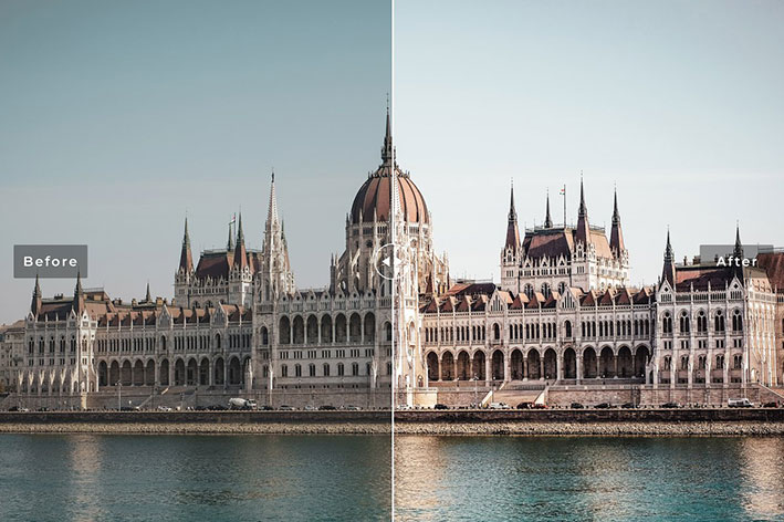 40 پریست لایت روم و پریست کمرا راو و اکشن فتوشاپ تم بوداپست پایتخت مجارستان Budapest Pro Lightroom Presets