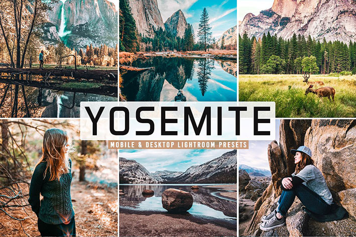 40 پریست لایت روم و پریست کمرا راو و اکشن فتوشاپ تم یوسمتی کالیفرنیا Yosemite Pro Lightroom Presets
