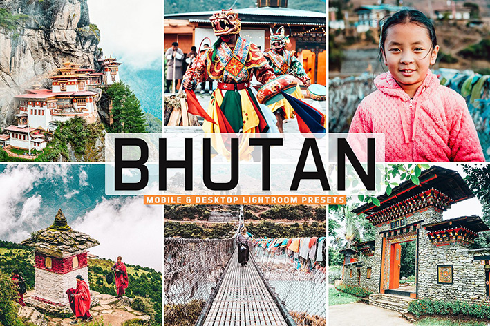 40 پریست لایت روم و کمرا راو و اکشن فتوشاپ تم کشور بوتان Bhutan Lightroom Presets