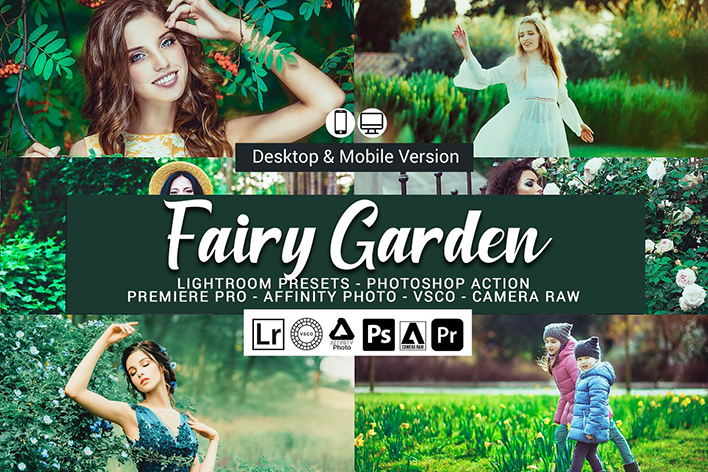 20 پریست لایت روم رنگی و لات رنگی و اکشن فتوشاپ Fairy Garden Lightroom Presets
