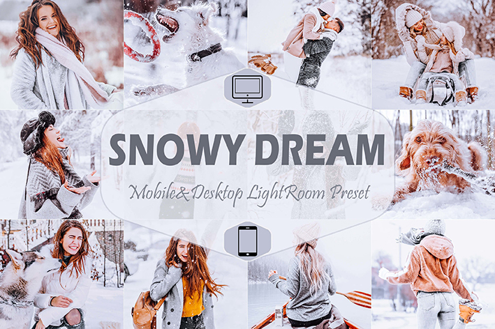 20 پریست لایت روم زمستان تم رویای برفی Snowy Dream Winter Lightroom Presets
