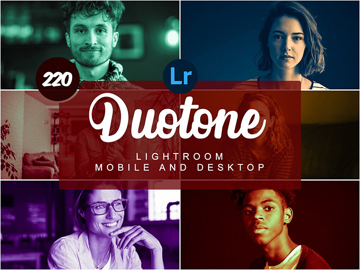 220 پریست لایت روم حرفه ای تک رنگ Duotone Mobile and Desktop PRESETS