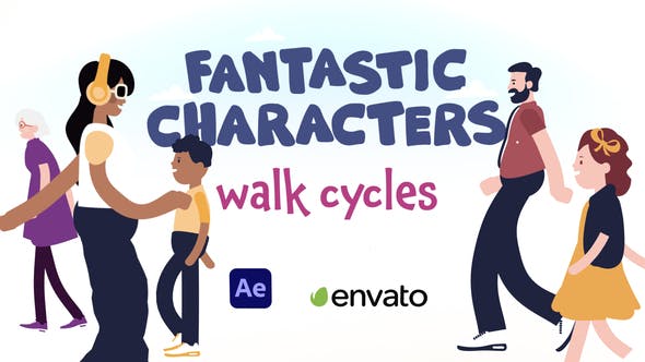 پروژه آماده افتر افکت با موزیک کاراکترهای در حال حرکت Fantastic Characters Walk Cycles
