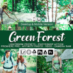 20 پریست لایت روم و اکشن فتوشاپ و لات رنگی تم جنگل سبز Green Forest Presets