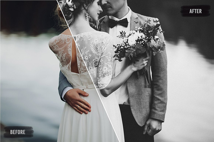 50 پریست لایت روم حرفه ای عروسی افکت سیاه و سفید B&W Essential Wedding Presets