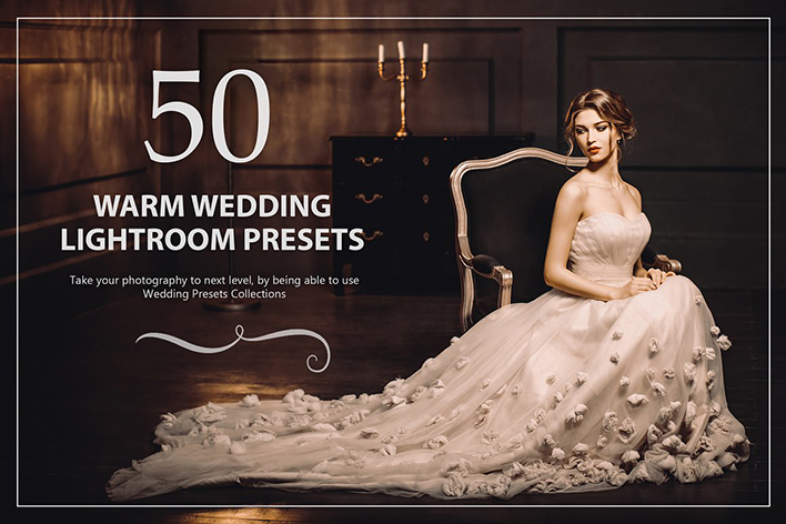 50 پریست لایت روم حرفه ای عروسی رنگ گرم Warm Wedding Lightroom Presets