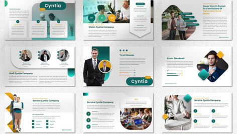قالب پاورپوینت حرفه ای تجارت و شرکت Cyntia Pitch Deck Powerpoint Template