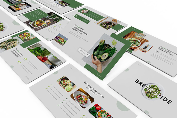 قالب پاورپوینت و گوگل اسلایدر تم مواد غذایی Saladslice Powerpoint Presentation Template