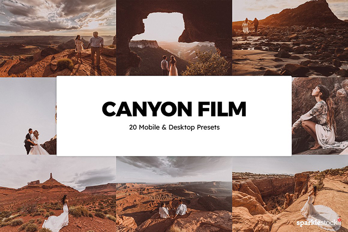 20 پریست لایت روم و لات رنگی سینمایی و پریست کمرا راو فتوشاپ Canyon Film Lightroom Presets