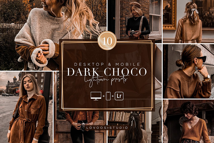 30 پریست رنگی لایت روم حرفه ای تم شکلات تیره DARK CHOCO Lightroom Presets