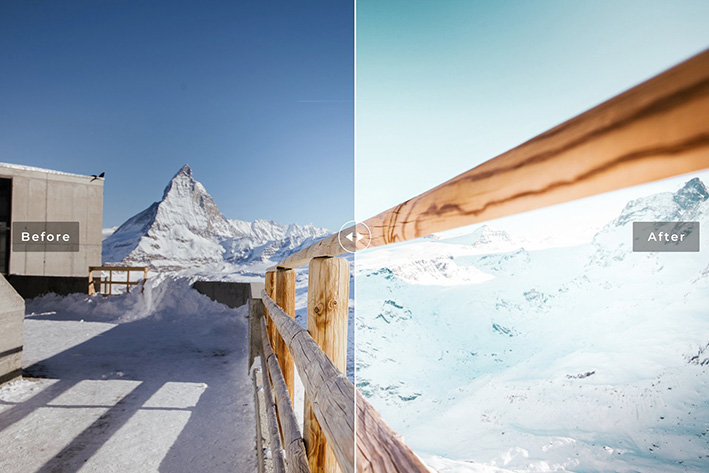 40 پریست لایت روم و کمرا راو و اکشن فتوشاپ تم ماترهورن Matterhorn Lightroom Presets