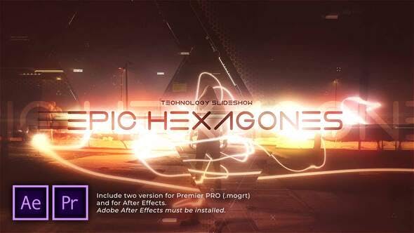 پروژه آماده پریمیر اسلایدشو سینمایی با موزیک Epic Hexagones Technology Slideshow