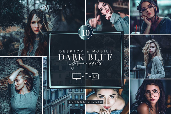 30 پریست لایت روم حرفه ای سینمایی تم آبی تیره DARK BLUE Lightroom Presets