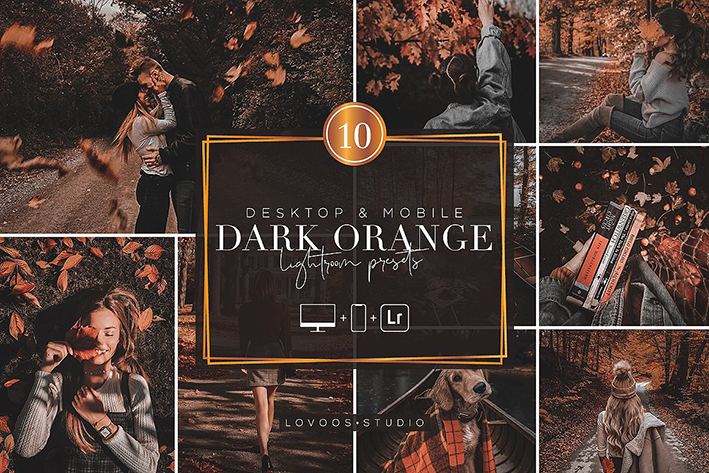 30 پریست لایت روم پاییز حرفه ای تم نارنجی تیره DARK ORANGE Lightroom Presets