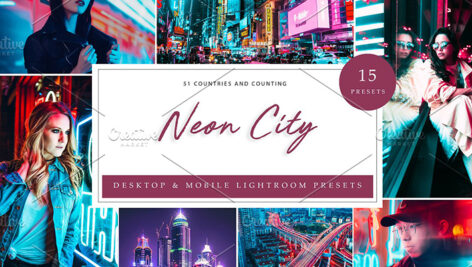 45 پریست لایت روم حرفه ای تم نور نئون Lightroom Presets Neon City