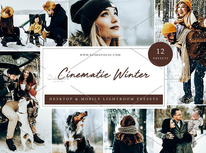 36 پریست سینماتیک زمستانی حرفه ای لایت روم Cinematic Winter Lightroom presets