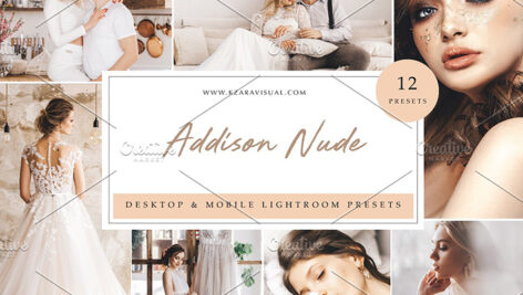 36 پریست لایت روم حرفه ای تم عاشقانه Addison Nude Lightroom Presets